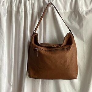 Vince Camuto Pebbled Leather Hobo Shoulder Bag in Cognac